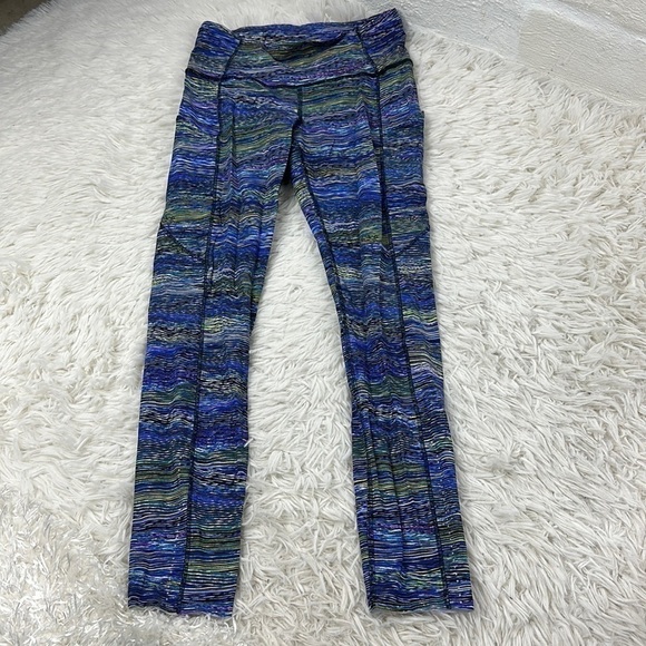 Lululemon Fast and Free Tight II 25" *Nulux Interconnect Blue Multi - Picture 1 of 7